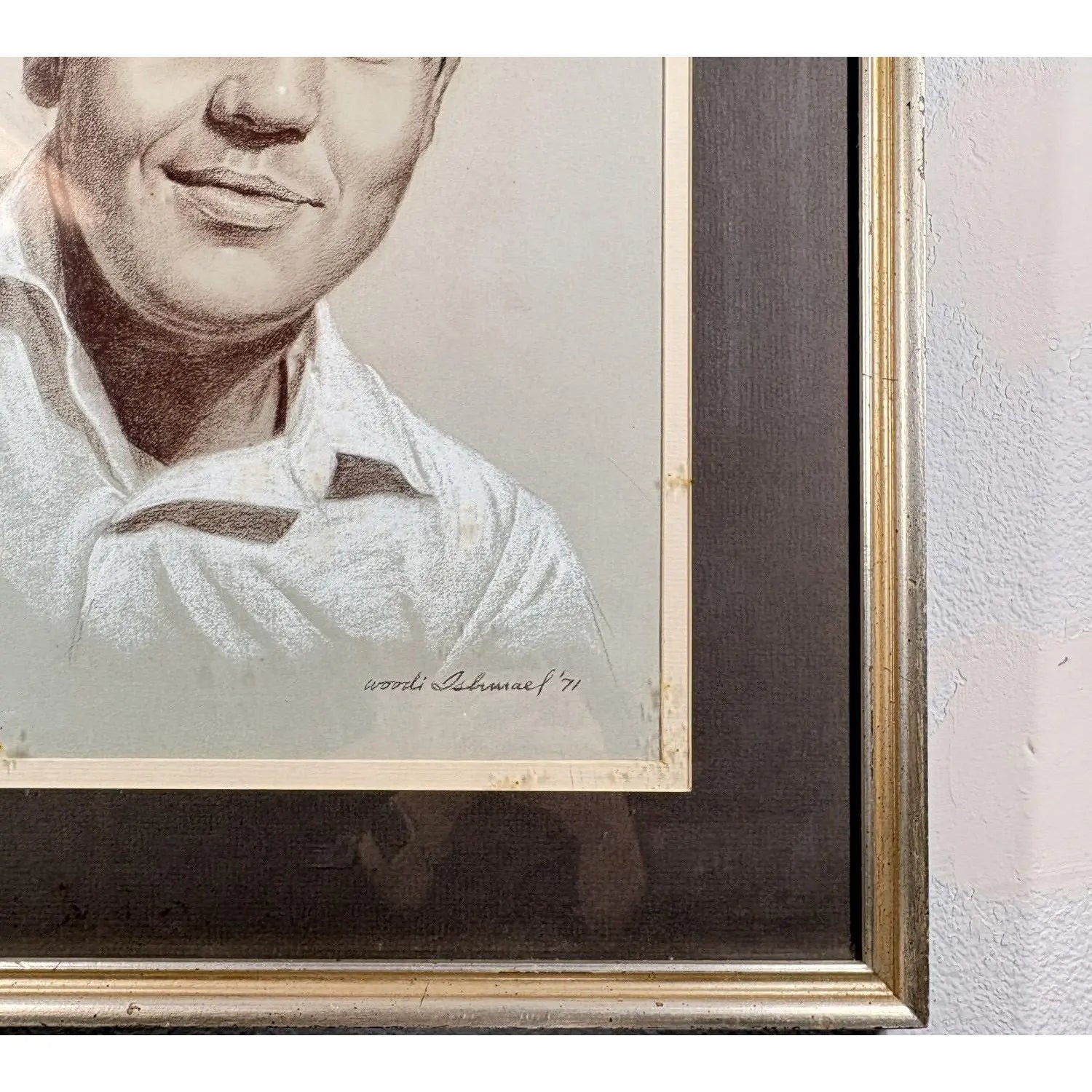 Vintage 1971 Woodi Ishmael Signed Original Pastel Portrait Of A Man