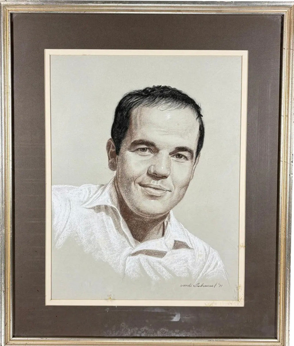 Vintage 1971 Woodi Ishmael Signed Original Pastel Portrait Of A Man