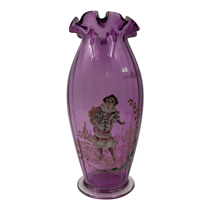 Antique Theodor Rössler "Color-Cake" Amethyst Art Glass Vase, c. 1920
