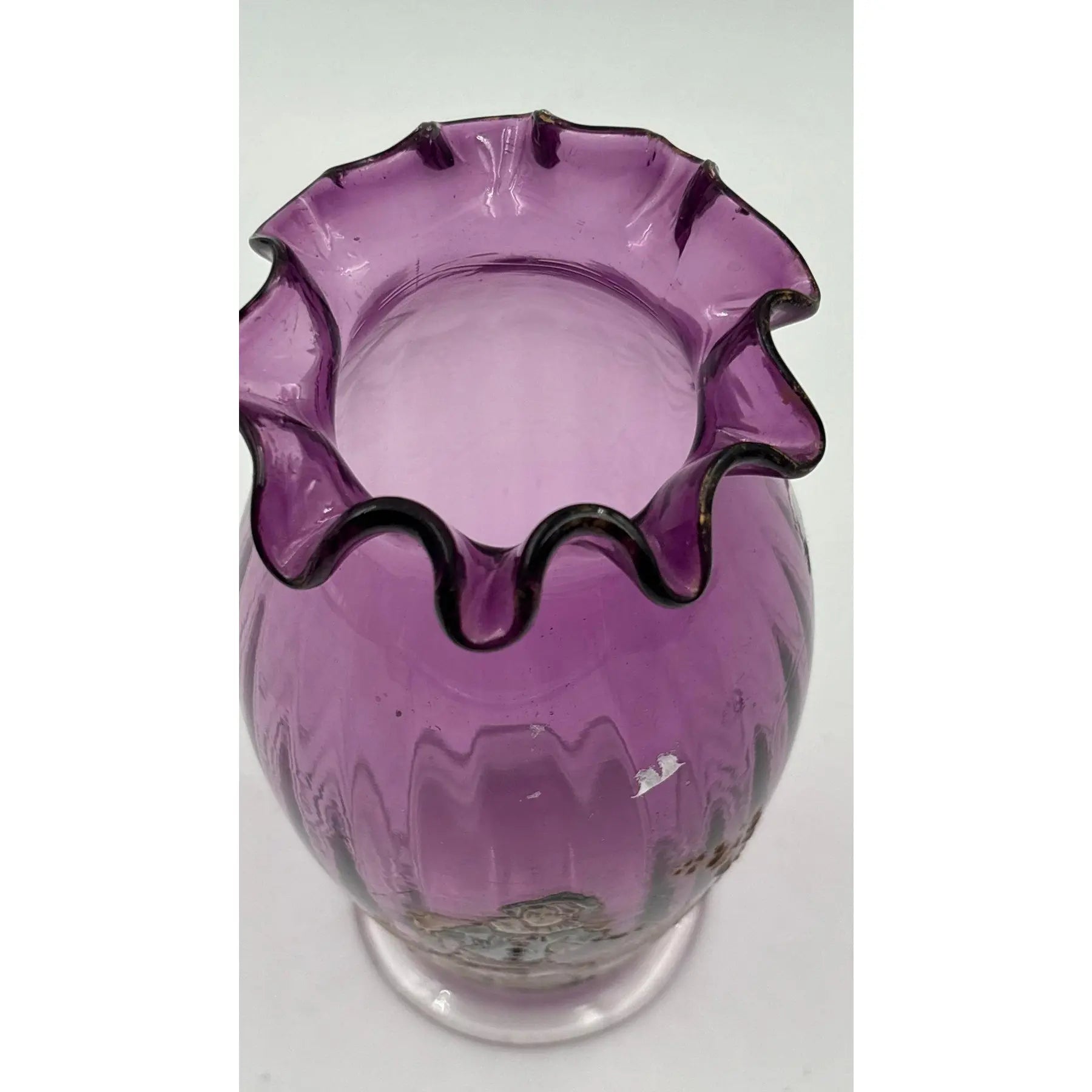 Antique Theodor Rössler "Color-Cake" Amethyst Art Glass Vase, c. 1920