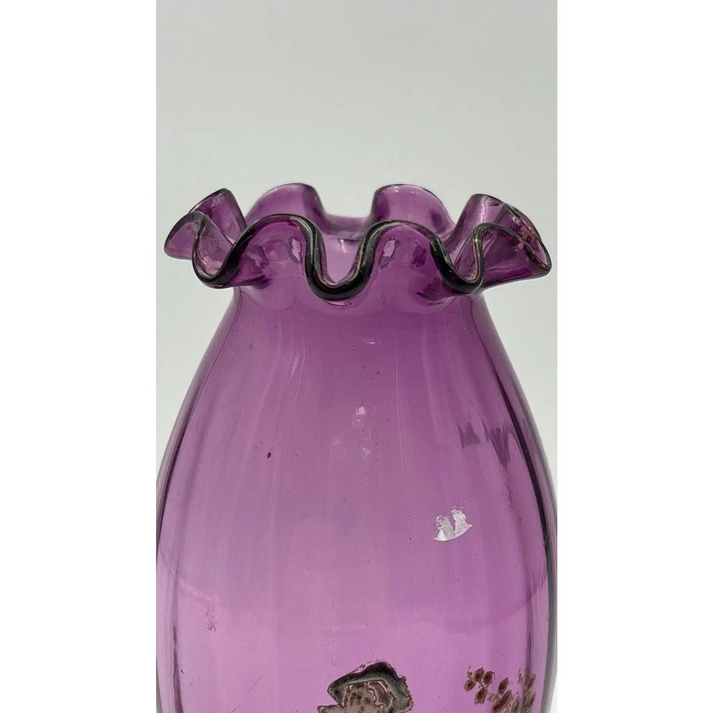 Antique Theodor Rössler "Color-Cake" Amethyst Art Glass Vase, c. 1920