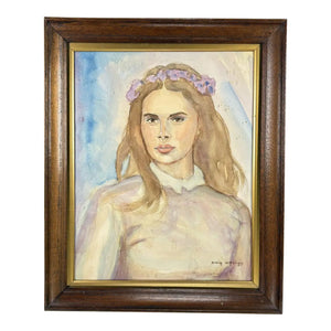 1979 Signed Steve LeBailly Original Watercolor – "Lady in Lavender" Figurative Portrait