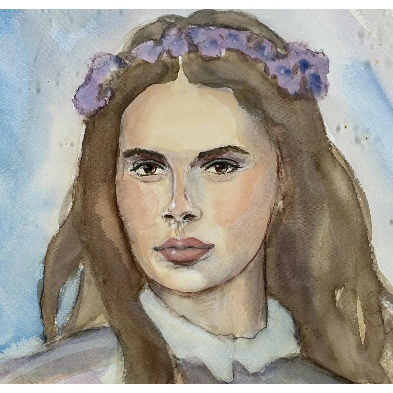 1979 Signed Steve LeBailly Original Watercolor – "Lady in Lavender" Figurative Portrait