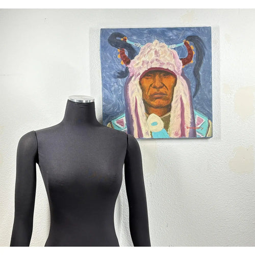 "Bird Rattler" – Original Blackfeet Warrior Oil Portrait by Steve LeBailly (16" x 16")