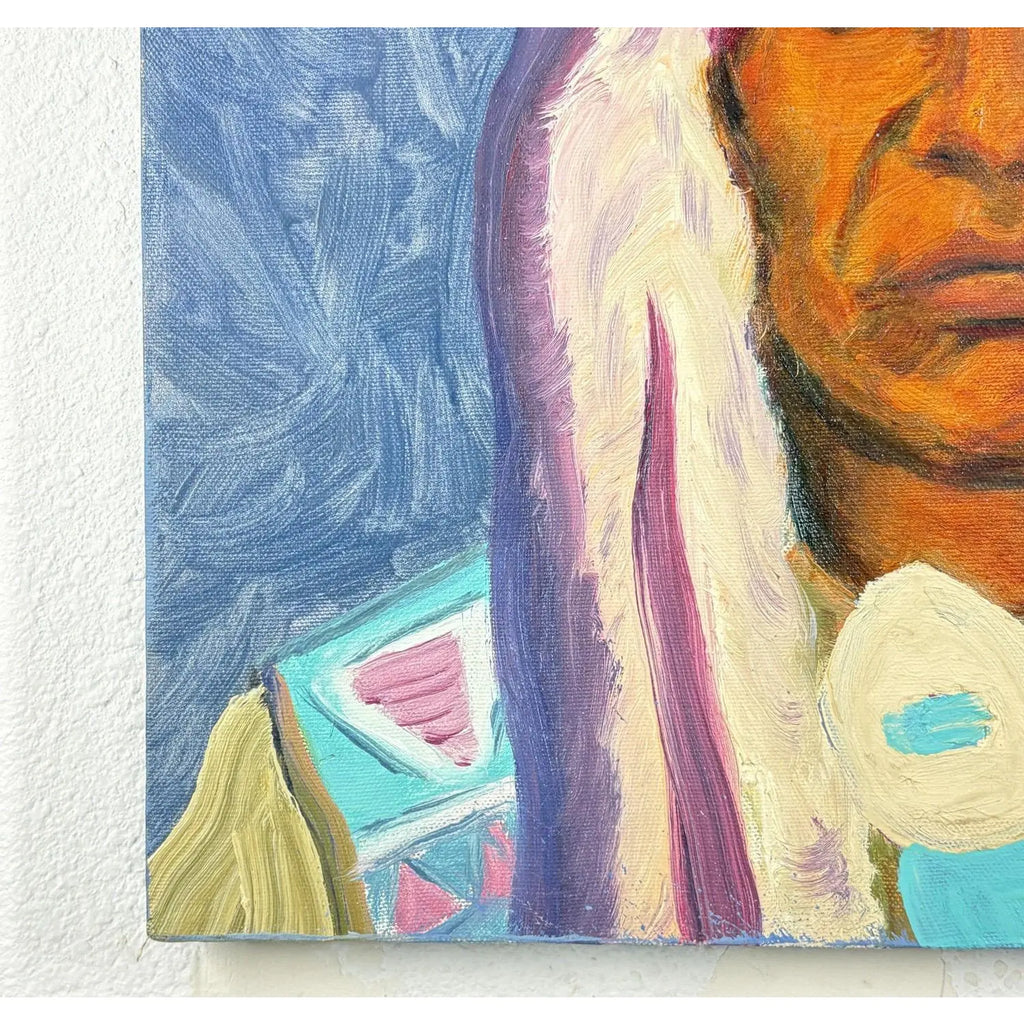 "Bird Rattler" – Original Blackfeet Warrior Oil Portrait by Steve LeBailly (16" x 16")