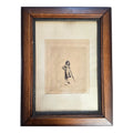 1883 Original Etching The Loafer by Ignaz Marcel Gaugengigl in Ornate Antique Wood Frame