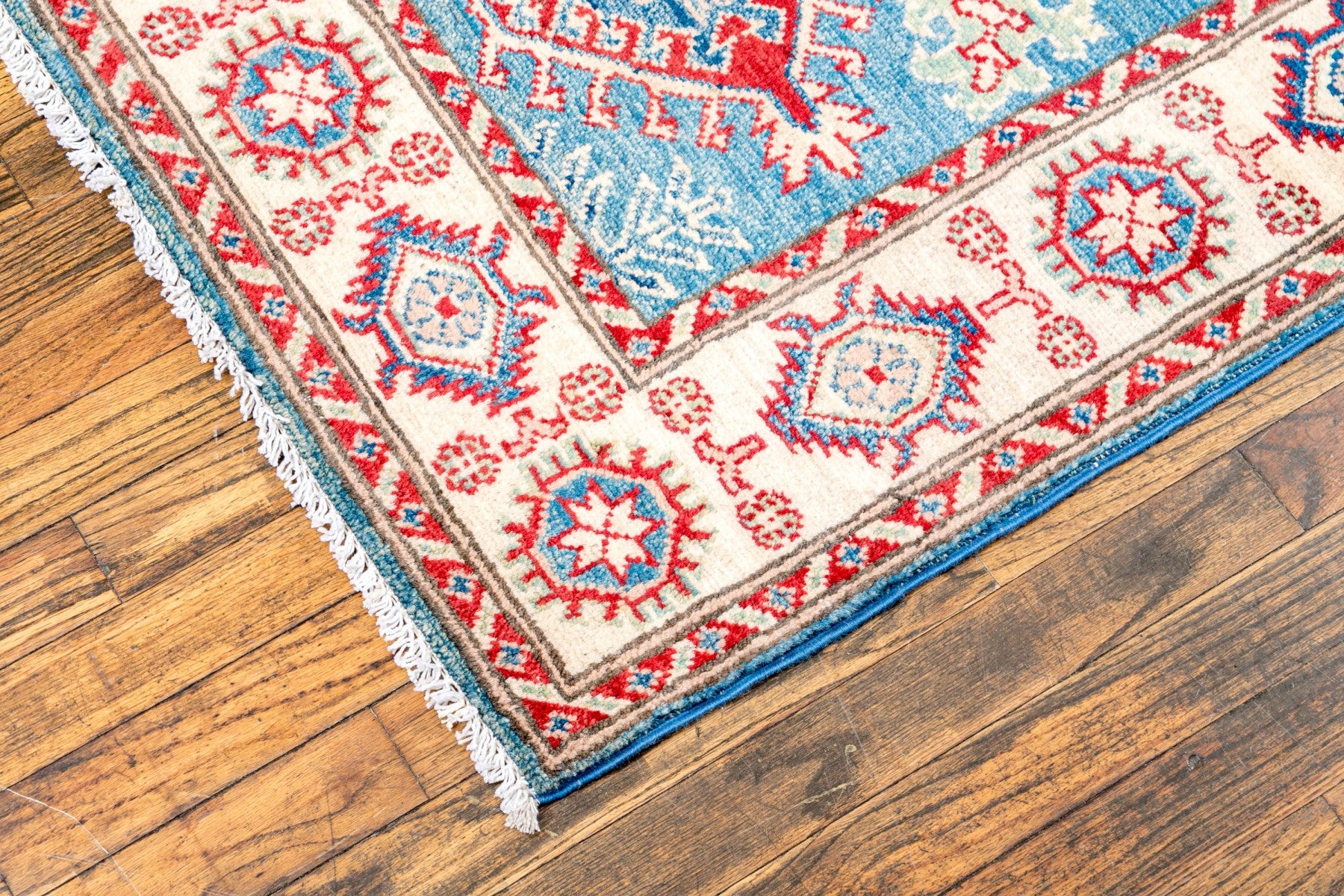 Hand-Knotted Wool Kazak Area Rug