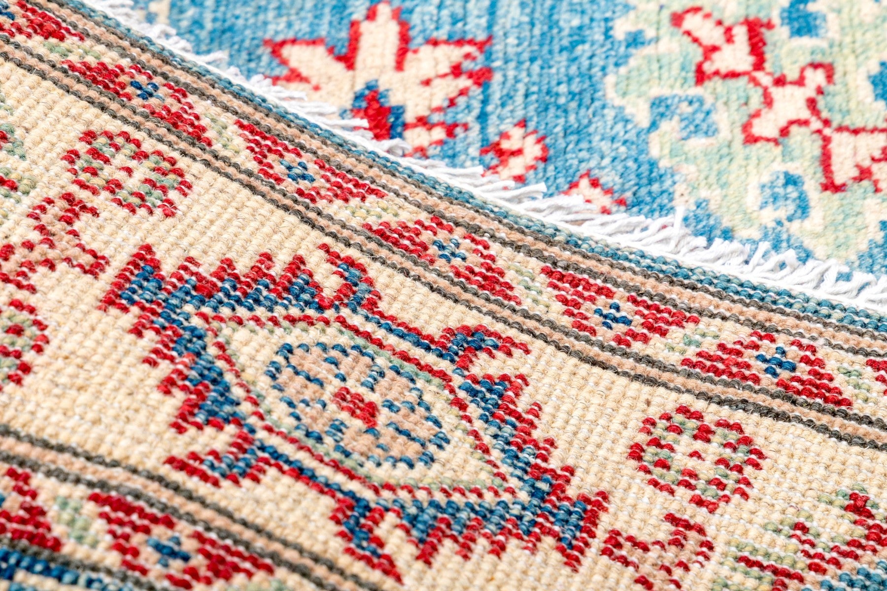 Hand-Knotted Wool Kazak Area Rug