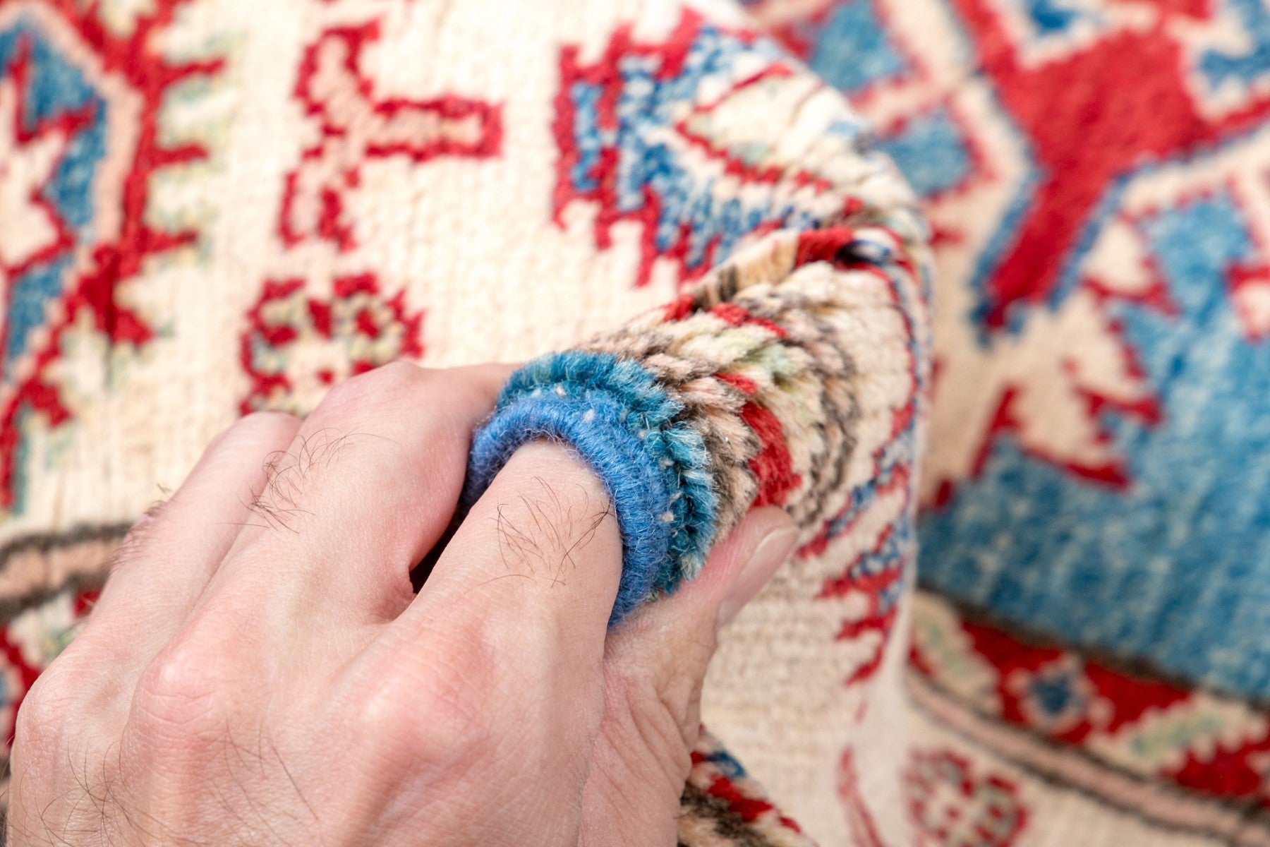 Hand-Knotted Wool Kazak Area Rug