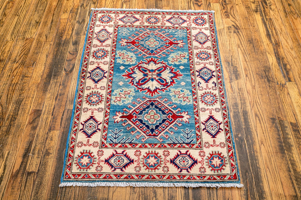 Hand-Knotted Wool Kazak Area Rug