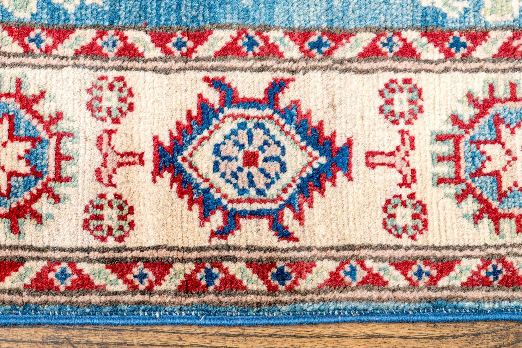 Hand-Knotted Wool Kazak Area Rug