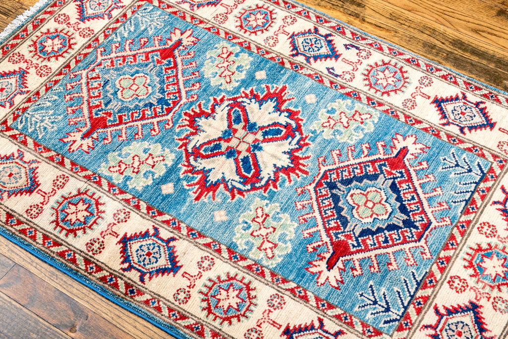 Hand-Knotted Wool Kazak Area Rug