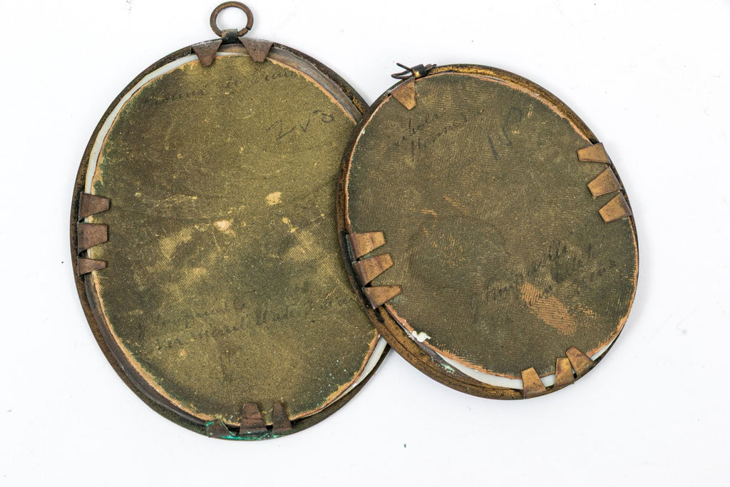 Pair Of Antique Hand-Painted Miniature Portraits After Masters