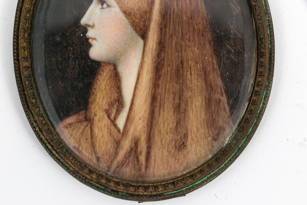 Pair Of Antique Hand-Painted Miniature Portraits After Masters