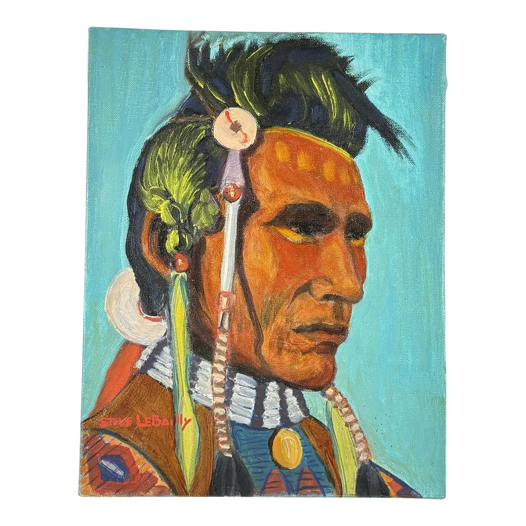 Steve LeBailly Signed Original Oil – "Spider: Blood Indian" Blackfoot Warrior Portrait