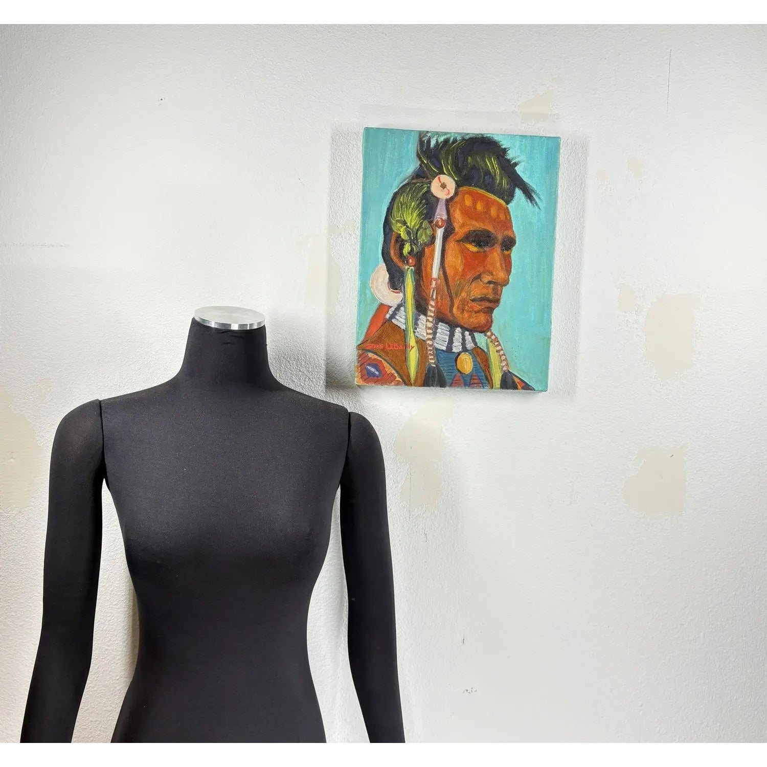 Steve LeBailly Signed Original Oil – "Spider: Blood Indian" Blackfoot Warrior Portrait