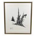 1980s Steve LeBailly Signed Pen &amp; Ink Drawing "Burma Road Juniper" Mackay, Idaho