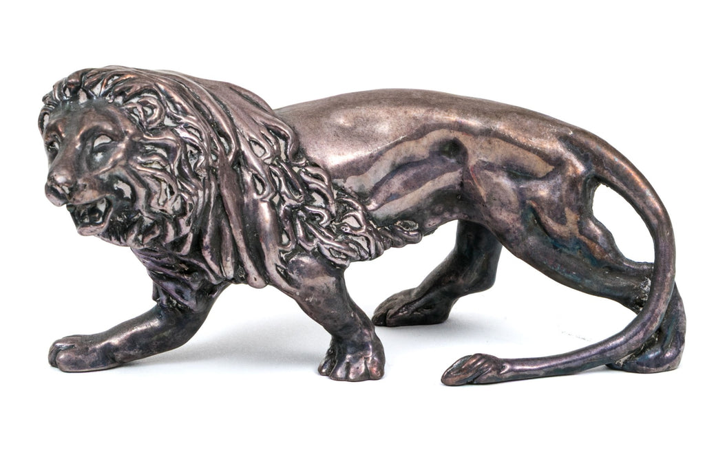 Vintage Israeli Sterling Silver Clad Lion Figurine