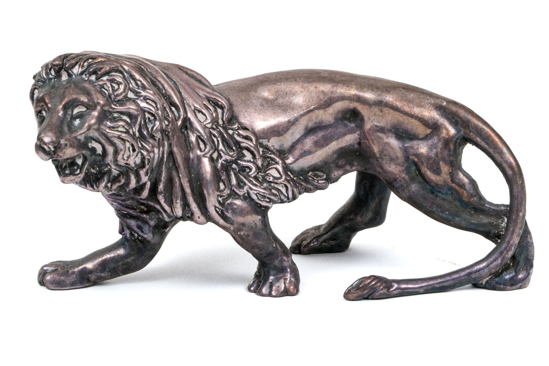 Vintage Israeli Sterling Silver Clad Lion Figurine