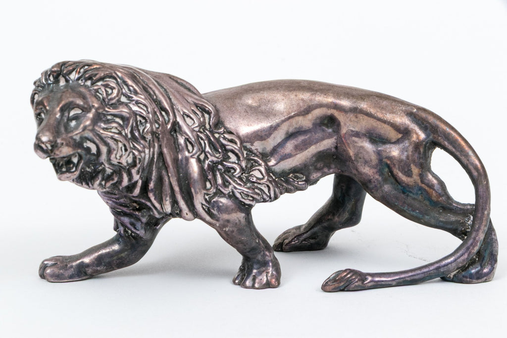 Vintage Israeli Sterling Silver Clad Lion Figurine