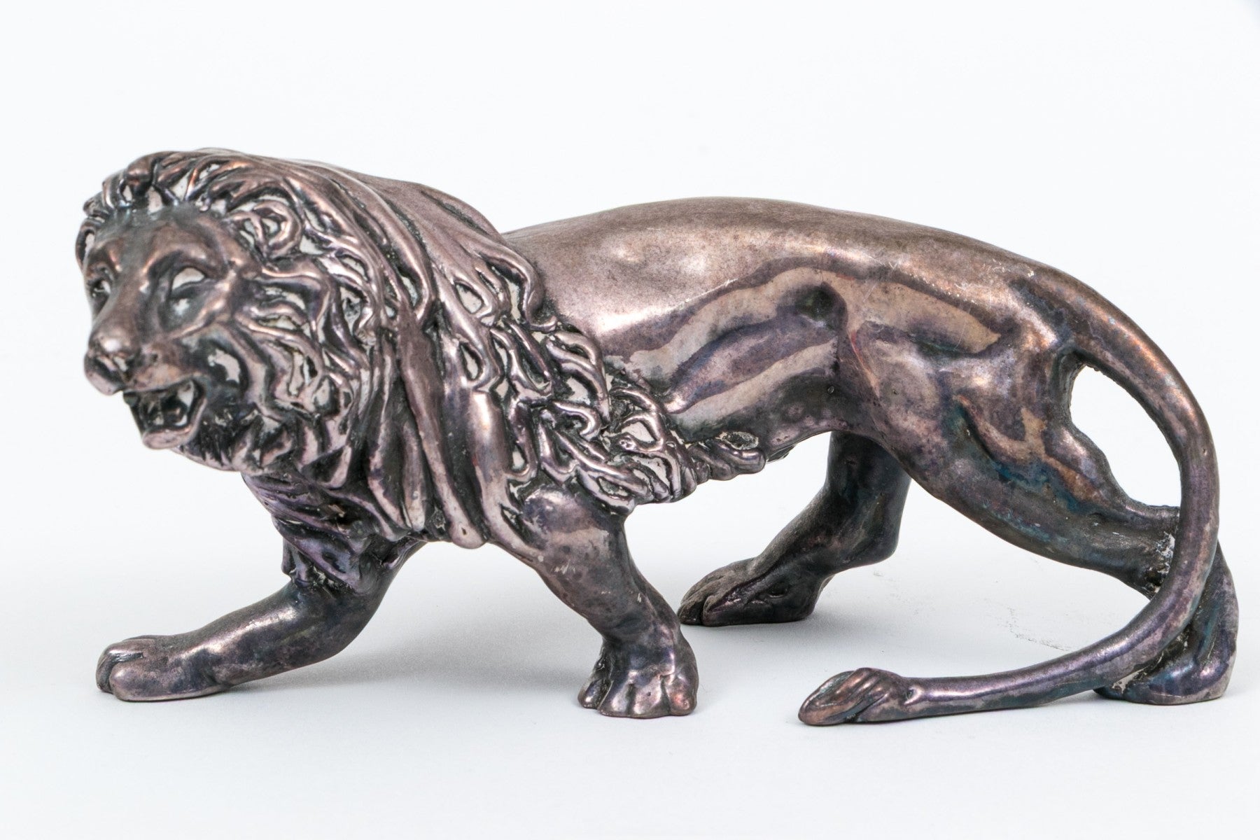 Vintage Israeli Sterling Silver Clad Lion Figurine