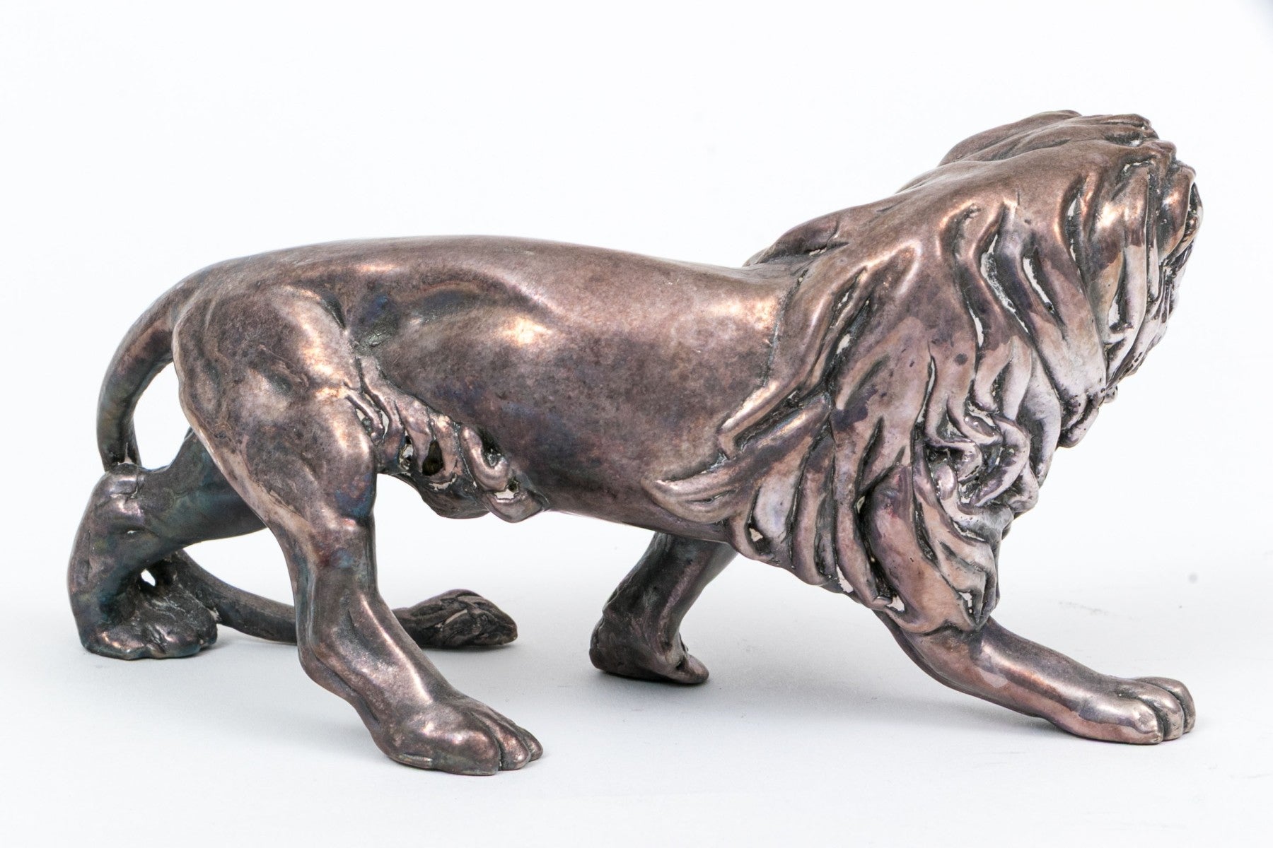 Vintage Israeli Sterling Silver Clad Lion Figurine