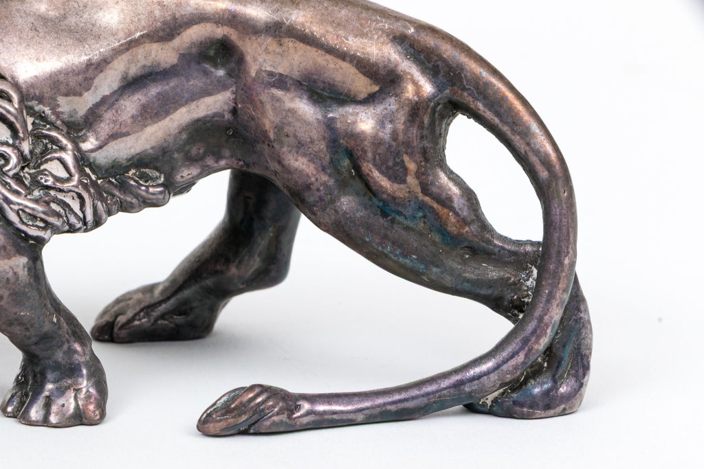 Vintage Israeli Sterling Silver Clad Lion Figurine