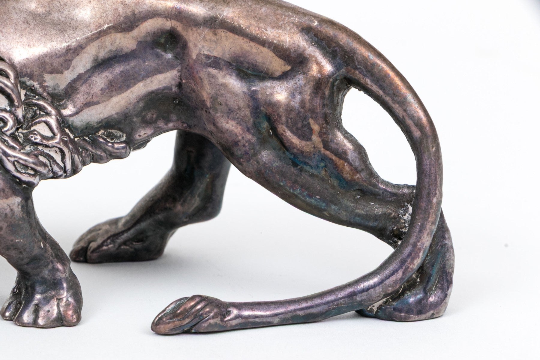 Vintage Israeli Sterling Silver Clad Lion Figurine