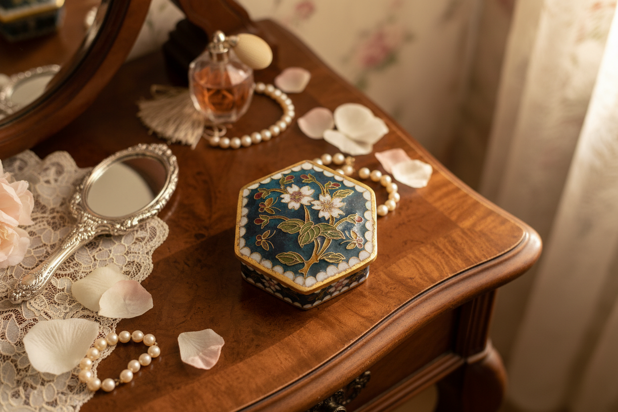 Exquisite Vintage Chinese Cloisonné Enamel Box