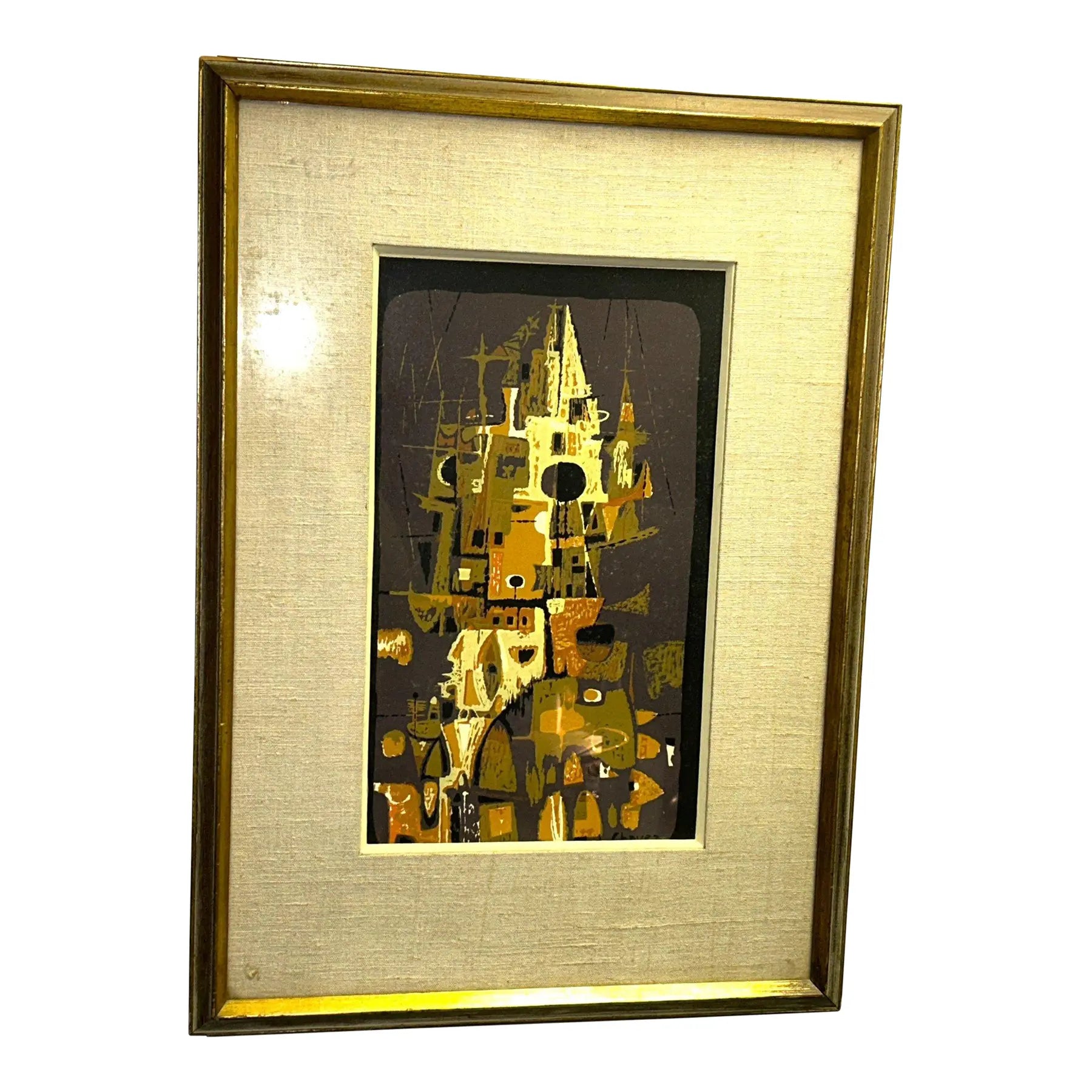 1956 Edward Chavez Gothic Towers Abstract Modernist Lithograph Woodstock School Art