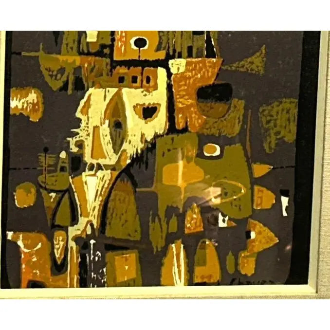 1956 Edward Chavez Gothic Towers Abstract Modernist Lithograph Woodstock School Art