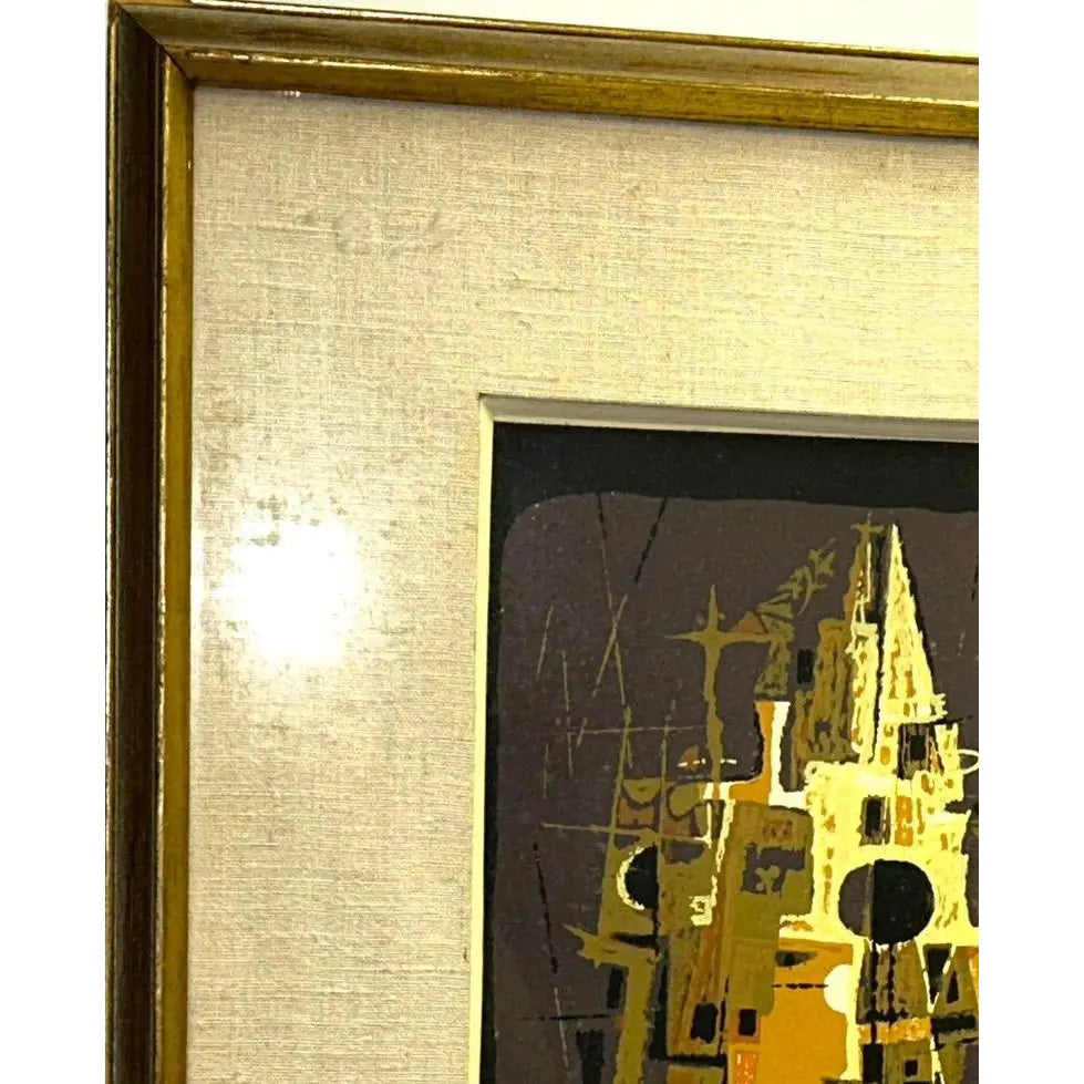 1956 Edward Chavez Gothic Towers Abstract Modernist Lithograph Woodstock School Art