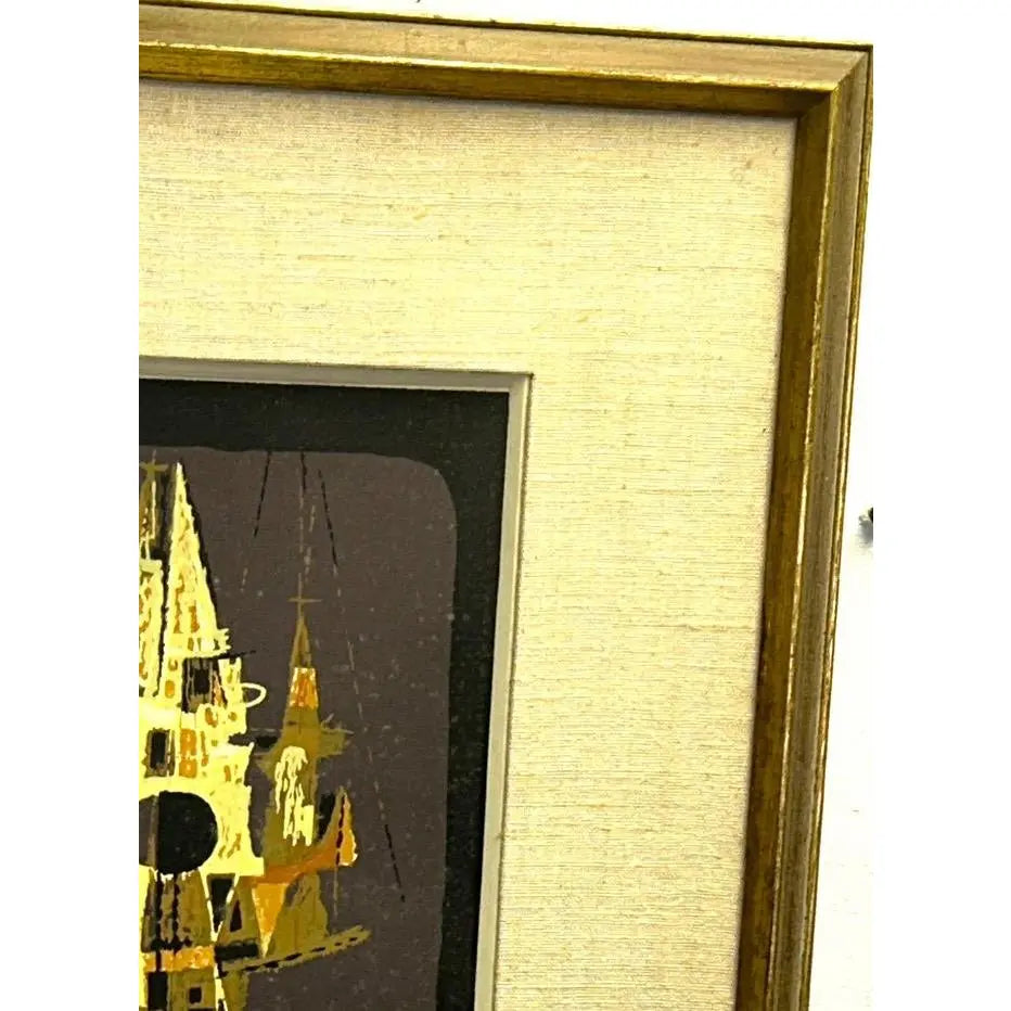1956 Edward Chavez Gothic Towers Abstract Modernist Lithograph Woodstock School Art