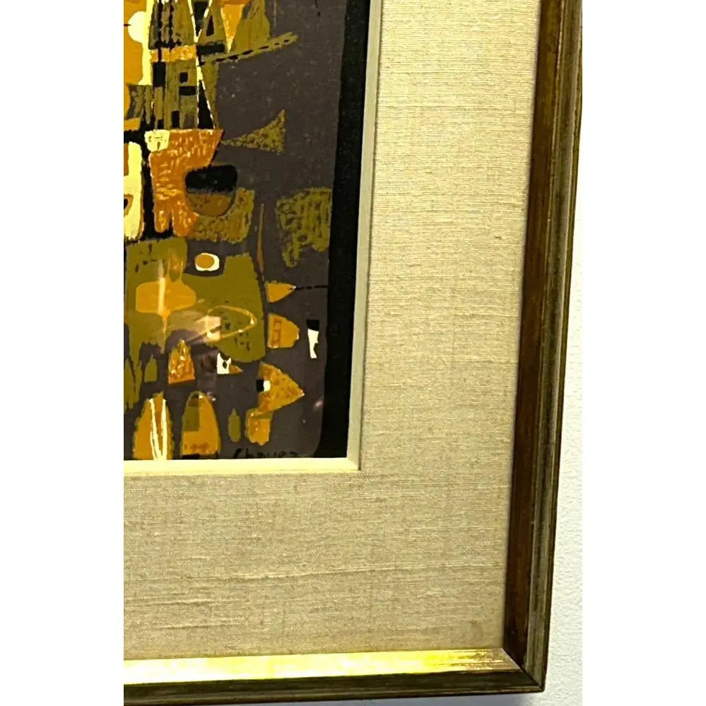 1956 Edward Chavez Gothic Towers Abstract Modernist Lithograph Woodstock School Art