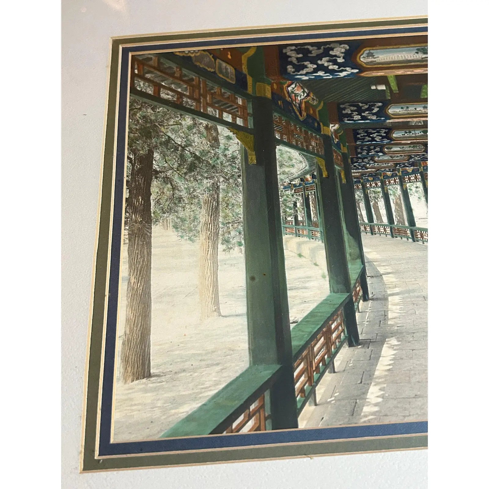 Antique 1899 Kang-Sing Chiao Hand-Colored Photograph - The Long Corridor, Summer Palace Beijing - Rare Chinese Imperial Antiquity