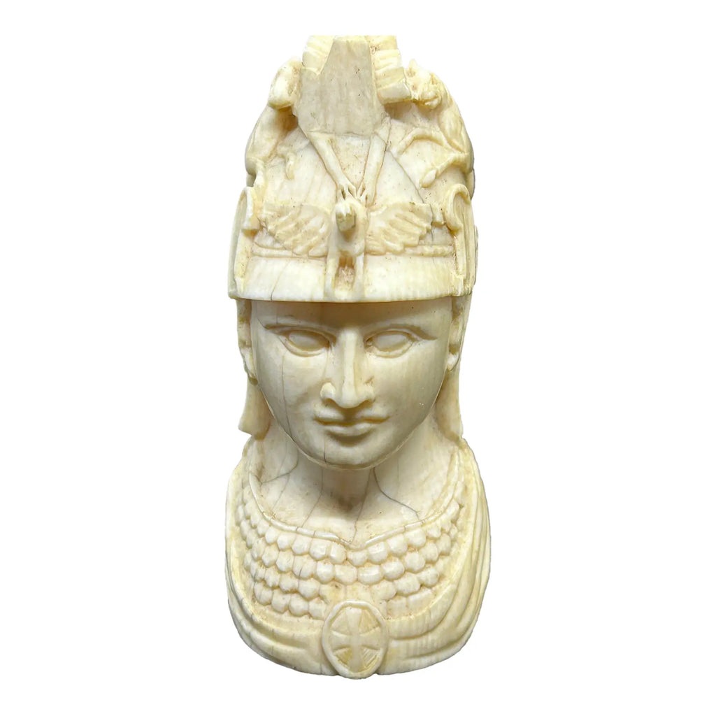 Antique Grand Tour Carved Bone Bust of Minerva in War Helmet