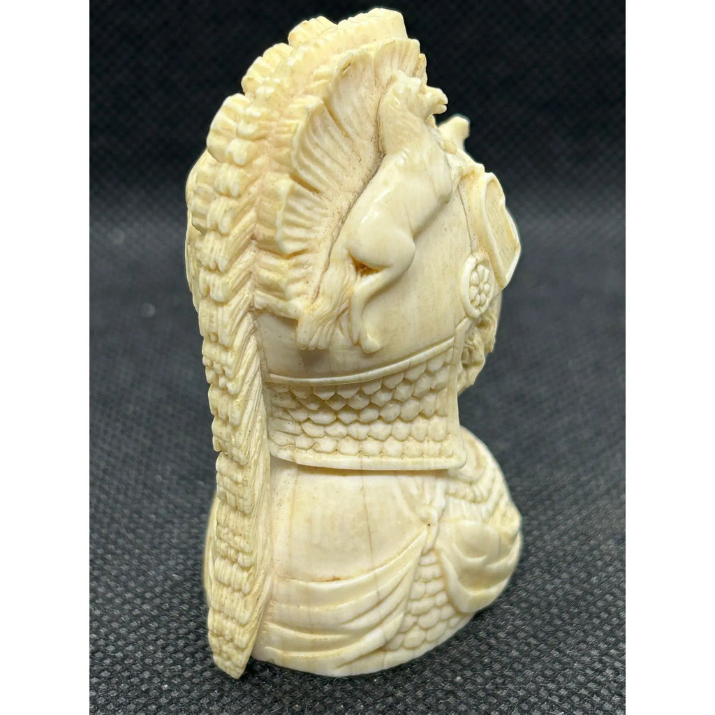 Antique Grand Tour Carved Bone Bust of Minerva in War Helmet