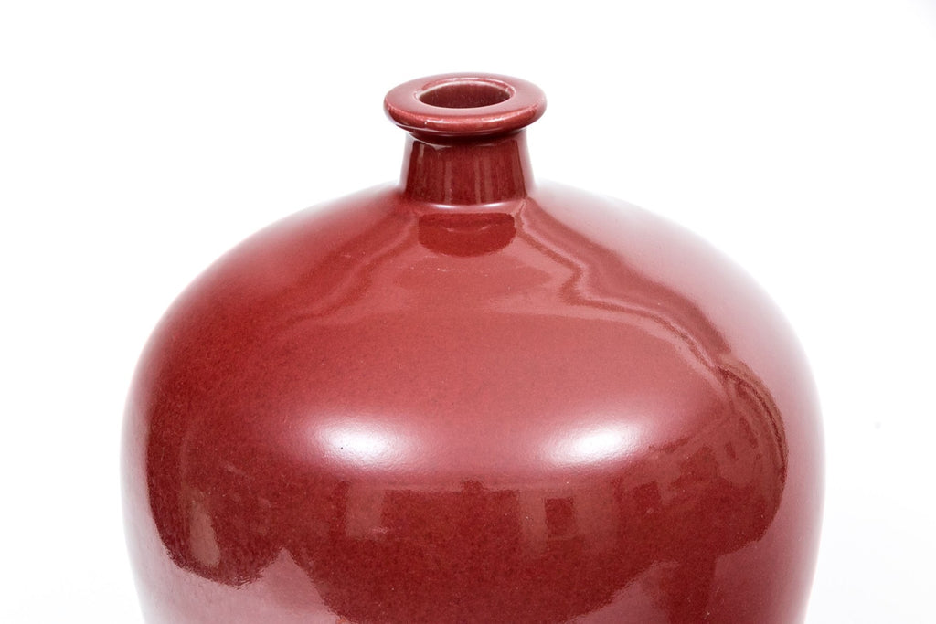 Vintage Chinese Oxblood Red Glazed Lidded Temple Jar