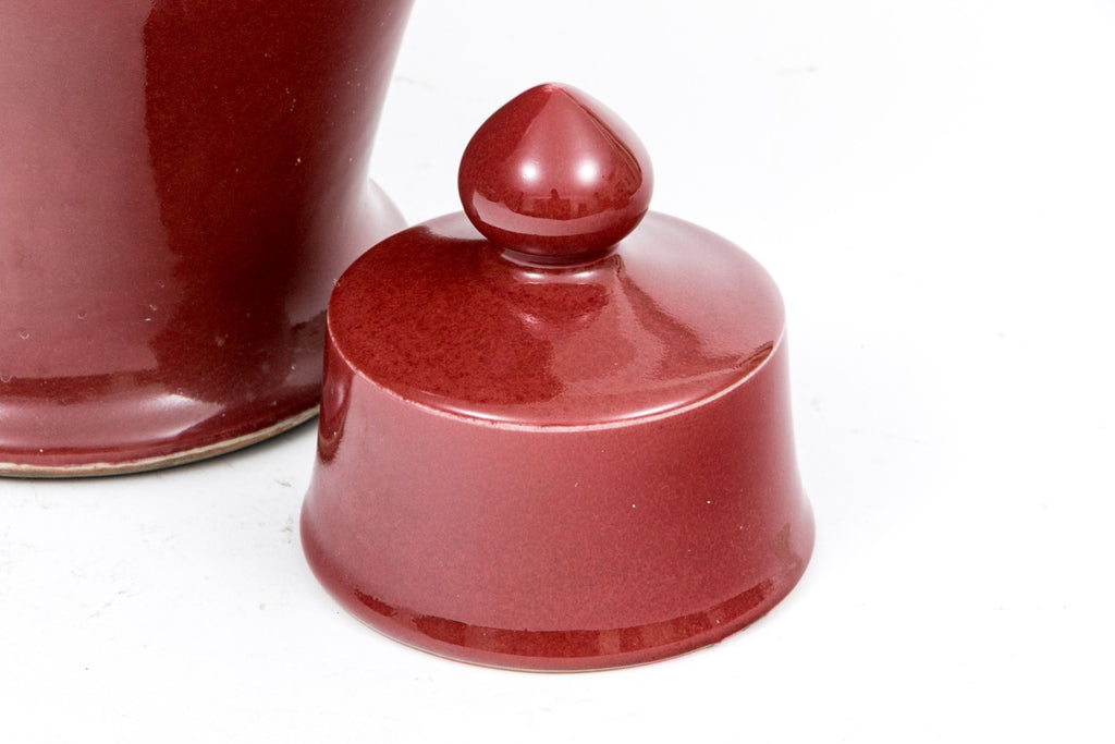 Vintage Chinese Oxblood Red Glazed Lidded Temple Jar