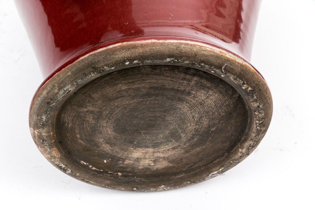Vintage Chinese Oxblood Red Glazed Lidded Temple Jar