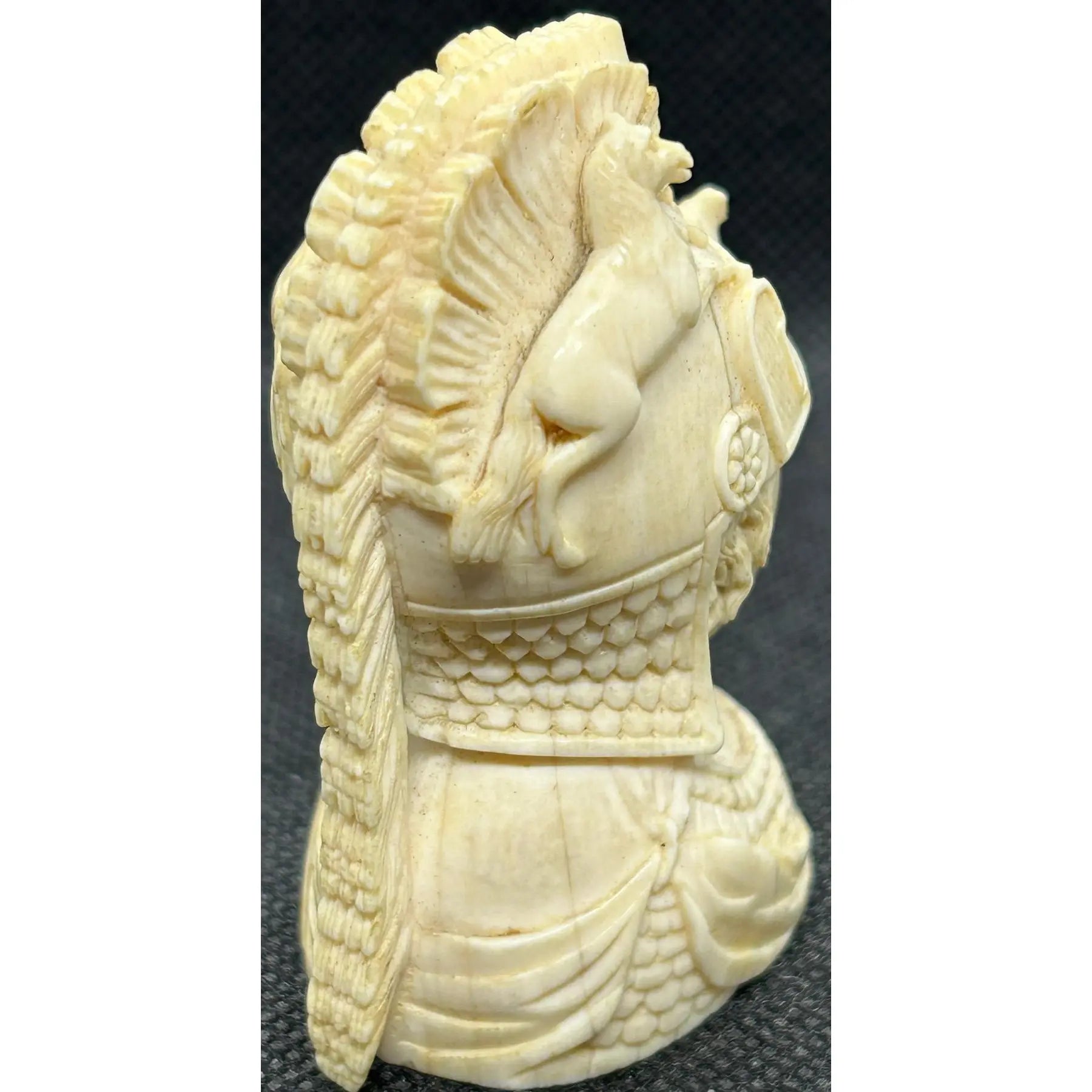 Antique Grand Tour Carved Bone Bust of Minerva in War Helmet