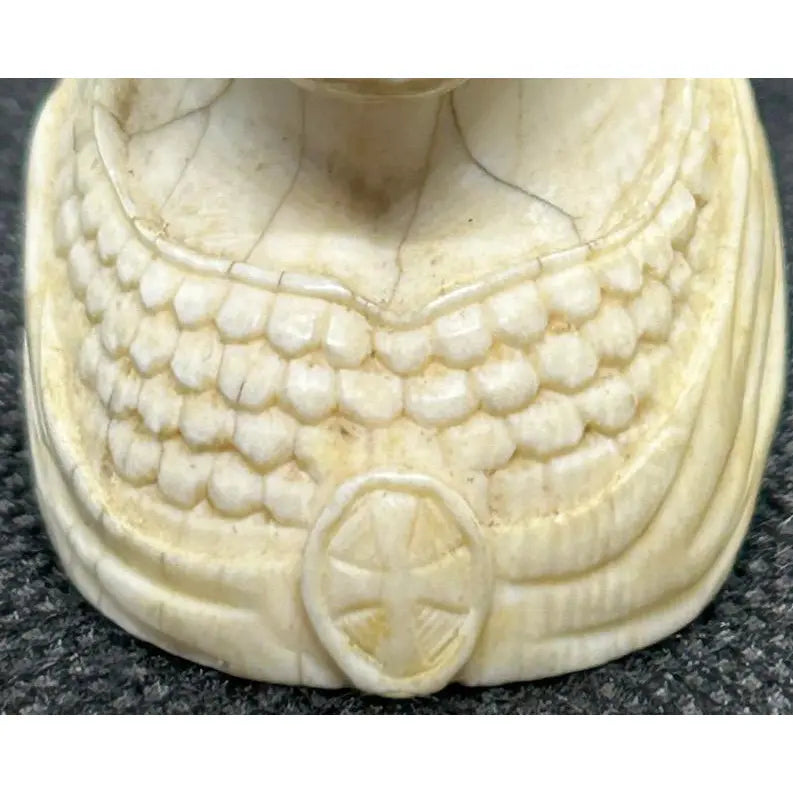 Antique Grand Tour Carved Bone Bust of Minerva in War Helmet