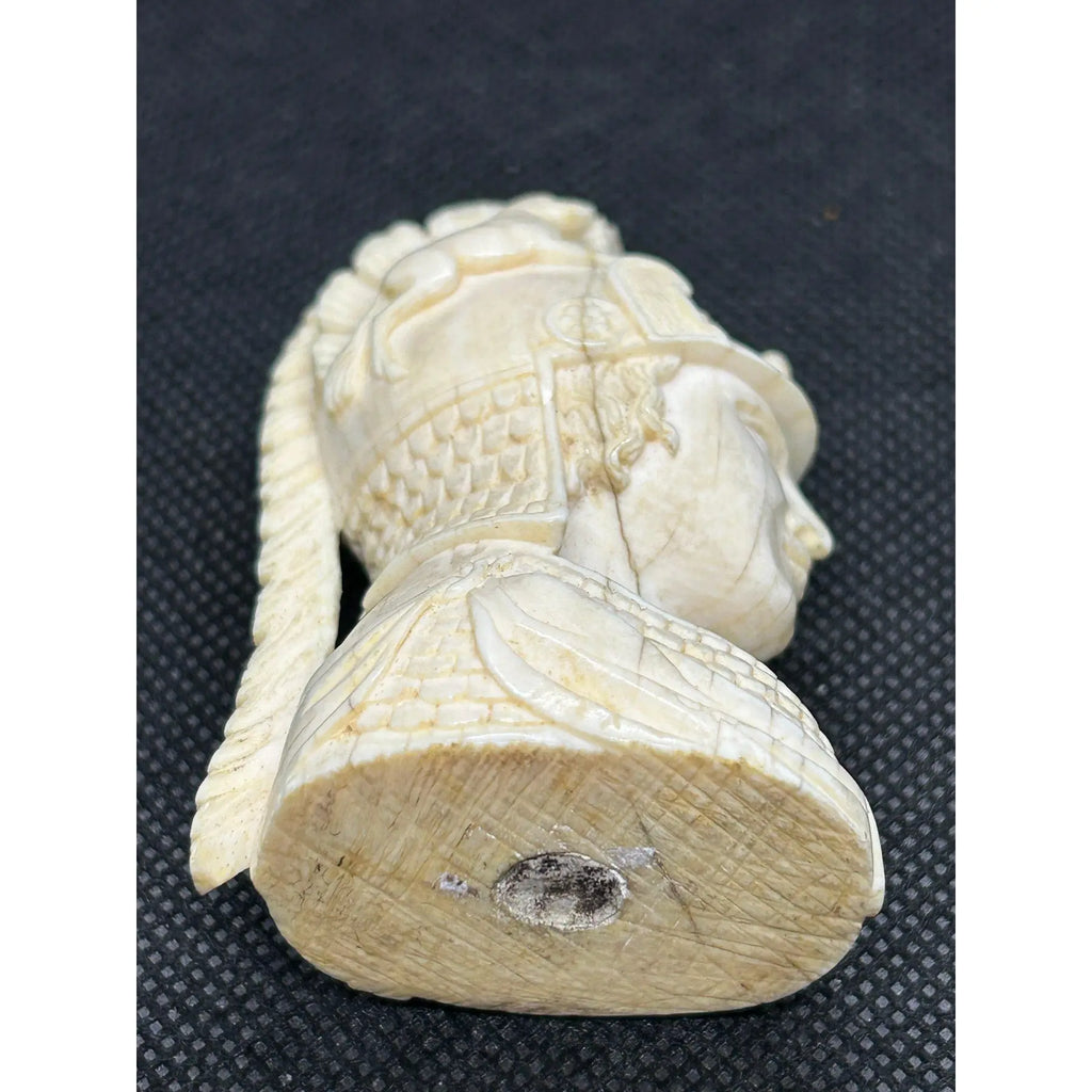 Antique Grand Tour Carved Bone Bust of Minerva in War Helmet