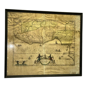 Rare Antique 17th Century Peter Schenk Hand-Colored Map of Guinea and West Africa - c. 1690