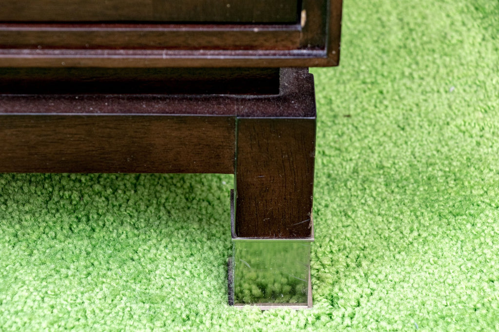 Vintage Post-Modern Chinese Mirrored Accent Cabinet With Fret Detail