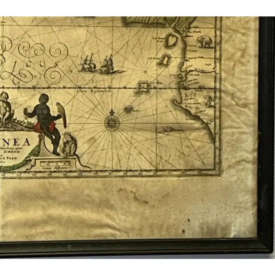 Rare Antique 17th Century Peter Schenk Hand-Colored Map of Guinea and West Africa - c. 1690