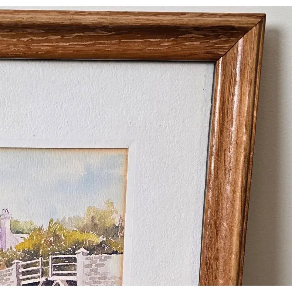 "1970s Joan Forbes 'Somerset Bridge' Bermuda Lithograph in Wood Frame"