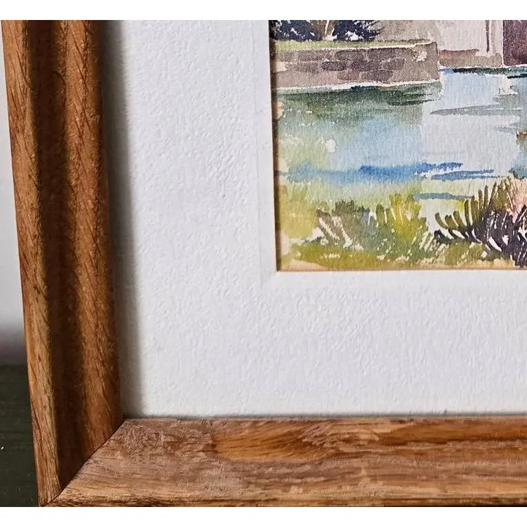 "1970s Joan Forbes 'Somerset Bridge' Bermuda Lithograph in Wood Frame"