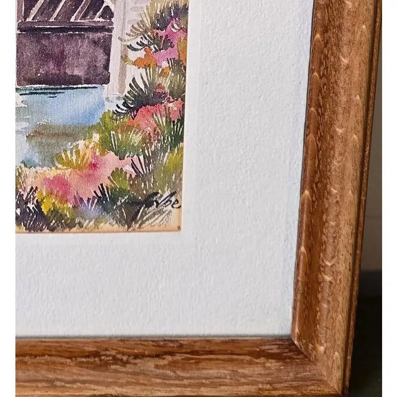 "1970s Joan Forbes 'Somerset Bridge' Bermuda Lithograph in Wood Frame"