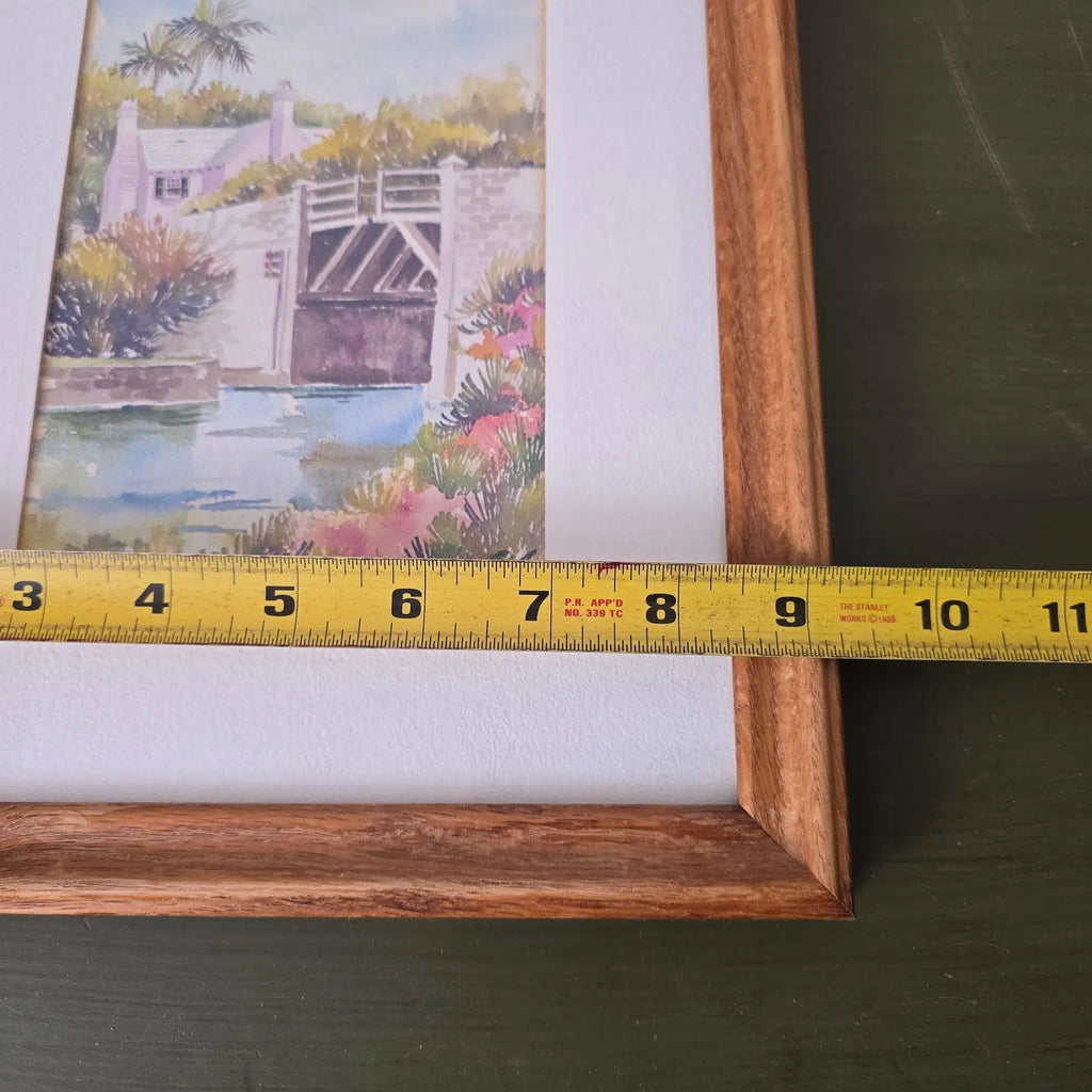 "1970s Joan Forbes 'Somerset Bridge' Bermuda Lithograph in Wood Frame"